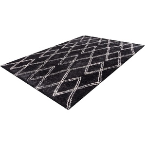 Hochflor-Teppich CALO-DELUXE Elvar-3000 Teppiche Gr. B/L: 200 cm x 290 cm, 27 mm, 1 St., grau (anthrazit) Esszimmerteppiche besonders weich durch Microfaser, Wohnzimmer