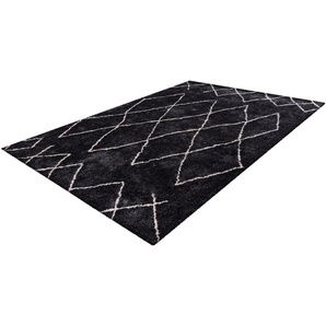 Hochflor-Teppich CALO-DELUXE Elvar-4000 Teppiche Gr. B/L: 200 cm x 290 cm, 27 mm, 1 St., grau (anthrazit) Esszimmerteppiche besonders weich durch Microfaser, Wohnzimmer