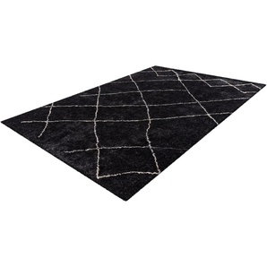 Hochflor-Teppich CALO-DELUXE Elvar-5000 Teppiche Gr. B/L: 200 cm x 290 cm, 27 mm, 1 St., grau (anthrazit) Esszimmerteppiche besonders weich durch Microfaser, Wohnzimmer