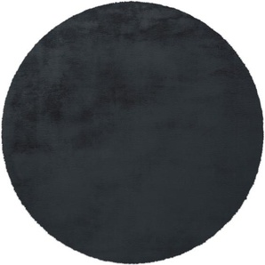 Hochflor-Teppich CALO-DELUXE Vogesen 212 Teppiche Gr. Ø 160 cm, 45 mm, 1 St., grau (anthrazit) Esszimmerteppiche Kunstfell, Wohnzimmer