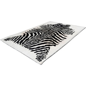 Hochflor-Teppich CALO-DELUXE Vogesen 400 Teppiche Gr. B/L: 120 cm x 160 cm, 30 mm, 1 St., schwarz-weiß (weiß, schwarz) Esszimmerteppiche