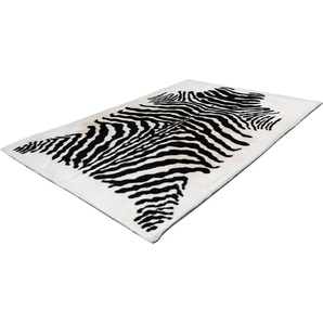 Hochflor-Teppich CALO-DELUXE Vogesen 400 Teppiche Gr. B/L: 120 cm x 160 cm, 30 mm, 1 St., schwarz-weiß (weiß, schwarz) Esszimmerteppiche weiche Haptik, Wohnzimmer