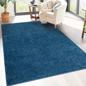 Hochflor-Teppich CARPET CITY City Shaggy Teppiche Gr. B/L: 200 cm x 290 cm, 30 mm, 1 St., blau Esszimmerteppiche Robuster Langflor Teppich uni, besonders flauschig weich