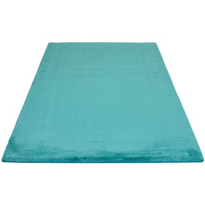 Hochflor-Teppich CARPET CITY TOPIA 400 Teppiche Gr. B/L: 200 cm x 290 cm, 21 mm, 1 St., blau (petrol) Esszimmerteppiche
