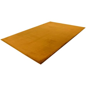 Hochflor-Teppich CARPET CITY TOPIA 400 Teppiche Gr. B/L: 200 cm x 290 cm, 21 mm, 1 St., gelb (amber) Esszimmerteppiche Kunstfell-Teppich mit Kaninchenfell-Optik, Wohnzimmer, Schlafzimmer