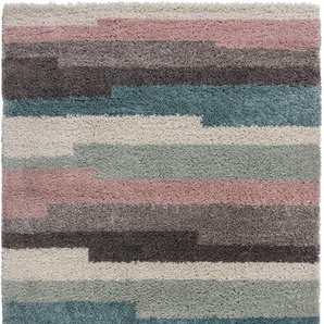 Hochflor-Teppich Deka, FLAIR RUGS, rechteckig, Höhe: 30 mm, gestreiftes & geometrisches Muster, mehrfarbig