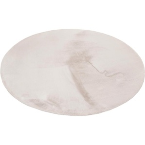 Hochflor-Teppich ESPRIT Alice Kunstfell Teppiche Gr. Ø 200 cm, 25 mm, 1 St., grau (hellgrau, beige) Esszimmerteppiche