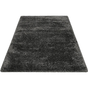 Hochflor-Teppich ESPRIT Live Nature Teppiche Gr. B/L: 133 cm x 200 cm, 55 mm, 1 St., grau (dunkelgrau) Esszimmerteppiche weiche Haptik, Wohnzimmer