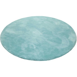 Hochflor-Teppich ESPRIT Relaxx Teppiche Gr. Ø 200 cm, 25 mm, 1 St., blau (türkis) Esszimmerteppiche