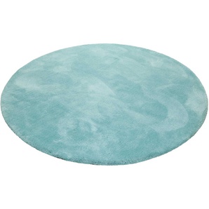 Hochflor-Teppich ESPRIT Relaxx Teppiche Gr. Ø 200 cm, 25 mm, 1 St., blau (türkis) Esszimmerteppiche Wohnzimmer, sehr große Farbauswahl, weicher dichter Hochflor