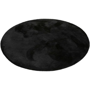 Hochflor-Teppich ESPRIT Relaxx Teppiche Gr. Ø 200 cm, 25 mm, 1 St., schwarz Esszimmerteppiche Wohnzimmer, sehr große Farbauswahl, weicher dichter Hochflor