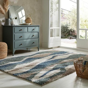 Hochflor-Teppich FLAIR RUGS STREAM Teppiche Gr. B/L: 200 cm x 290 cm, 30 mm, 1 St., blau Esszimmerteppiche