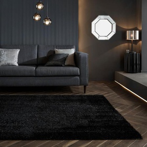 Hochflor-Teppich FLAIR RUGS Velvet Teppiche Gr. B/L: 160 cm x 230 cm, 40 mm, 1 St., schwarz Schlafzimmerteppiche