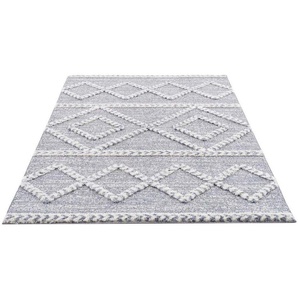 Hochflor-Teppich Focus 3022, Carpet City, rechteckig, Höhe: 20 mm, Boho-Teppich, besonders weich, Rauten Design, 3D-Effekt