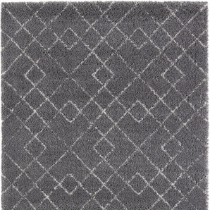 Hochflor-Teppich HANSE HOME Archer Teppiche Gr. B/L: 200 cm x 290 cm, 35 mm, 1 St., grau (dunkelgrau) Esszimmerteppiche Geometrisches Design, weich durch Microfaser, Robust, Pflegeleicht