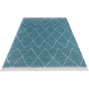 Hochflor-Teppich HANSE HOME Jade Teppiche Gr. B/L: 200 cm x 290 cm, 35 mm, 1 St., blau Shaggyteppich Teppich Webteppich Fransenteppich Esszimmerteppiche Teppiche