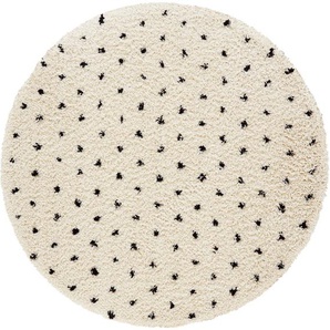 Hochflor-Teppich HOME AFFAIRE Caja Teppiche Gr. Ø 160 cm, 35 mm, 1 St., schwarz (schwarz, creme) Kinder Kinderzimmerteppiche