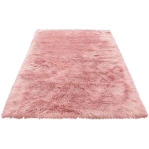 Hochflor-Teppich HOME AFFAIRE Dena Teppiche Teppiche Gr. B/L: 180 cm x 230 cm, 60 mm, 1 St., lila (purpurviolett) Esszimmerteppiche Kunstfell, weich, Uni-Farben, Wohnzimmer, Schlafzimmer, Esszimmer