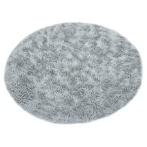 Hochflor-Teppich HOME AFFAIRE Dena Teppiche Teppiche Gr. Ø 180 cm, 60 mm, 1 St., silberfarben Esszimmerteppiche Kunstfell, weich, Uni-Farben, Wohnzimmer, Schlafzimmer, Esszimmer