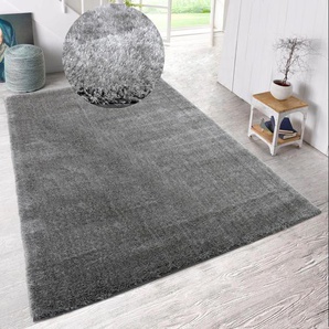 Hochflor-Teppich HOME AFFAIRE Malin Teppiche Gr. B/L: 160 cm x 230 cm, 43 mm, 1 St., grau Esszimmerteppiche Shaggy in Uni-Farben, einfarbig, leicht glänzend, besonders weich