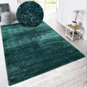 Hochflor-Teppich HOME AFFAIRE Malin Teppiche Gr. B/L: 200 cm x 200 cm, 43 mm, 1 St., grün (emerald) Esszimmerteppiche
