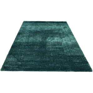 Hochflor-Teppich HOME AFFAIRE Malin Teppiche Gr. B/L: 200 cm x 200 cm, 43 mm, 1 St., grün (emerald) Esszimmerteppiche Shaggy in Uni-Farben, einfarbig, leicht glänzend, besonders weich