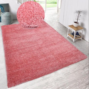 Hochflor-Teppich HOME AFFAIRE Malin Teppiche Gr. B/L: 240 cm x 320 cm, 43 mm, 1 St., rosa Esszimmerteppiche Shaggy in Uni-Farben, einfarbig, leicht glänzend, besonders weich
