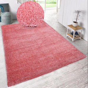 Hochflor-Teppich HOME AFFAIRE Malin Teppiche Gr. B/L: 280 cm x 380 cm, 43 mm, 1 St., rosa Esszimmerteppiche Shaggy in Uni-Farben, einfarbig, leicht glänzend, besonders weich