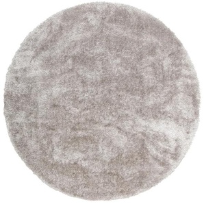 Hochflor-Teppich HOME AFFAIRE Malin Teppiche Gr. L: 190 cm Ø 190 cm, 43 mm, 1 St., grau Esszimmerteppiche Uni-Farben, leicht glänzend, besonders flauschig durch Mikrofaser