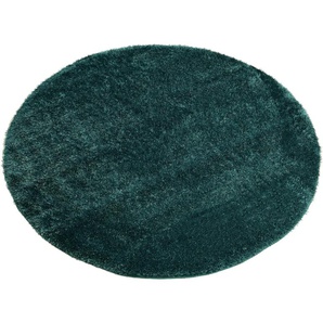 Hochflor-Teppich HOME AFFAIRE Malin Teppiche Gr. L: 190 cm Ø 190 cm, 43 mm, 1 St., grün (emerald) Esszimmerteppiche Uni-Farben, leicht glänzend, besonders flauschig durch Mikrofaser