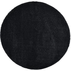 Hochflor-Teppich HOME AFFAIRE Malin Teppiche Gr. L: 190 cm Ø 190 cm, 43 mm, 1 St., schwarz Esszimmerteppiche Uni-Farben, leicht glänzend, besonders flauschig durch Mikrofaser