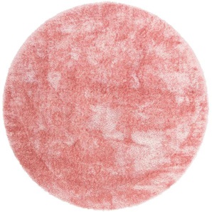 Hochflor-Teppich HOME AFFAIRE Malin Teppiche Gr. L: 190 cm Ø 190 cm, 43 mm, 1 St., rosa Esszimmerteppiche Uni-Farben, leicht glänzend, besonders flauschig durch Mikrofaser