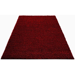 Hochflor-Teppich HOME AFFAIRE Shaggy 30 Teppiche Gr. B/L: 280 cm x 390 cm, 30 mm, 1 St., rot (weinrot) Esszimmerteppiche Teppich, Uni Farben, besonders weich und kuschelig