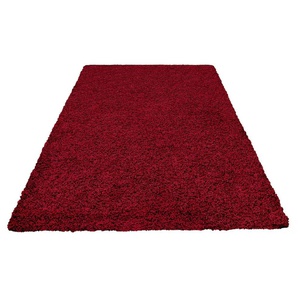 Hochflor-Teppich HOME AFFAIRE Viva Teppiche Gr. B/L: 200 cm x 200 cm, 45 mm, 1 St., rot (weinrot) Esszimmerteppiche Uni Farben, einfarbig, besonders weich und kuschelig