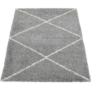 Hochflor-Teppich Kalmar 442, Paco Home, rechteckig, Höhe: 40 mm, Scandi Design, Rauten Muster, weich & kuschelig