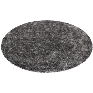 Hochflor-Teppich KAYOOM Diamond 700 Teppiche Gr. Ø 160 cm, 45 mm, 1 St., grau (grau, weiß) Esszimmerteppiche
