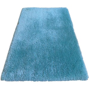 Hochflor-Teppich LEONIQUE Lasse, hoher Flor, besonders weich durch Mikrofaser Teppiche Gr. B/L: 120 cm x 180 cm, 76 mm, 1 St., blau (ice, blau) Esszimmerteppiche
