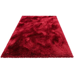 Hochflor-Teppich LEONIQUE Lasse, hoher Flor, besonders weich durch Mikrofaser Teppiche Gr. B/L: 160 cm x 230 cm, 76 mm, 1 St., rot (bordeau) Esszimmerteppiche