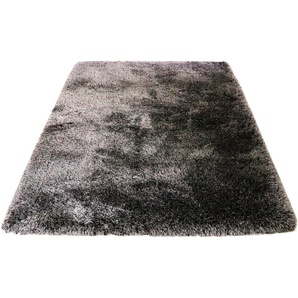 Hochflor-Teppich LEONIQUE Lasse Teppiche Gr. B/L: 120 cm x 180 cm, 76 mm, 1 St., grau (anthrazit, meliert) Esszimmerteppiche Mikrofaser, Shaggy-Look, meliertes Garn