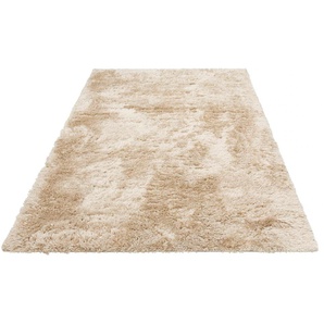 Hochflor-Teppich MY HOME Boldo Teppiche Gr. B/L: 160 cm x 230 cm, 50 mm, 1 St., beige (sand) Esszimmerteppiche besonders weich durch Microfaser, Shaggy Teppich