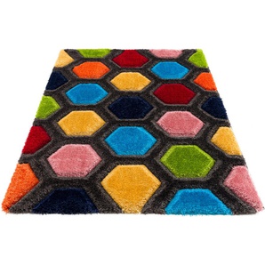 Hochflor-Teppich MY HOME Bras Teppiche Gr. B/L: 240 cm x 320 cm, 43 mm, 1 St., bunt (multi) Esszimmerteppiche Teppiche modernes 3D-Design, bunter Teppich