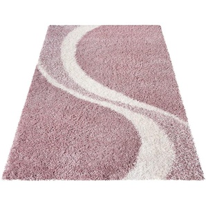 Hochflor-Teppich MY HOME Fantasy Teppiche Gr. B/L: 160 cm x 230 cm, 30 mm, 1 St., rosa (altrosa) Esszimmerteppiche Luxus Hochflor, Shaggy, modernes Design, weich & kuschelig
