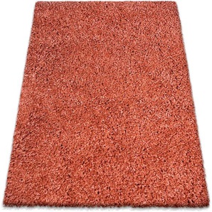 Hochflor-Teppich MY HOME Jara Teppiche Gr. B/L: 160 cm x 230 cm, 30 mm, 1 St., orange (terra) Esszimmerteppiche Shaggy, Uni Farben, weiche Qualität, Wohnzimmer