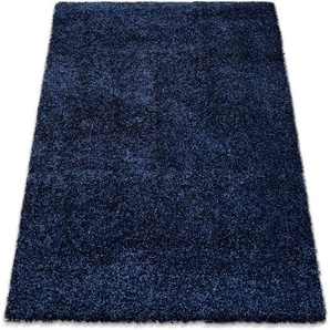 Hochflor-Teppich MY HOME Jara Teppiche Gr. B/L: 200 cm x 290 cm, 30 mm, 1 St., blau (navy) Esszimmerteppiche Shaggy, Uni Farben, weiche Qualität, Wohnzimmer