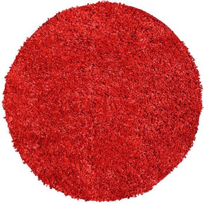 Hochflor-Teppich MY HOME Jara Teppiche Gr. Ø 160 cm, 30 mm, 1 St., rot Esszimmerteppiche