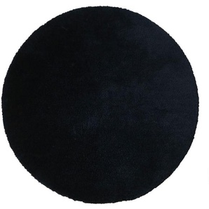 Hochflor-Teppich MY HOME Microfaser Teppich Magong, besonders weich, sehr feiner Flor Teppiche Gr. Ø 140 cm, 25 mm, 1 St., schwarz Esszimmerteppiche
