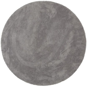 Hochflor-Teppich MY HOME Microfaser Teppich Magong, besonders weich, sehr feiner Flor Teppiche Gr. Ø 160 cm, 25 mm, 1 St., grau (stone) Esszimmerteppiche