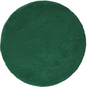 Hochflor-Teppich MY HOME Microfaser Teppich Magong, besonders weich, sehr feiner Flor Teppiche Gr. Ø 160 cm, 25 mm, 1 St., grün (dunkelgrün) Esszimmerteppiche unifarben, weiche Teppiche, Wohnzimmer, Schlafzimmer, Kinderzimmer