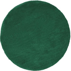 Hochflor-Teppich MY HOME Microfaser Teppich Magong Teppiche Gr. Ø 160 cm, 25 mm, 1 St., grün (dunkelgrün) Esszimmerteppiche