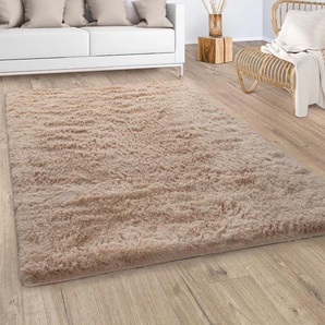 Hochflor-Teppich PACO HOME Silky 591, beige, B:200cm H:37mm L:290cm, Polyester, Teppiche, Uni-Farben, besonders weich und kuschelig
